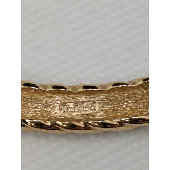 Christian Dior Signed Designer Gold-Plated Braided Collar Round Necklace 16.5" - Picture 4 of 5